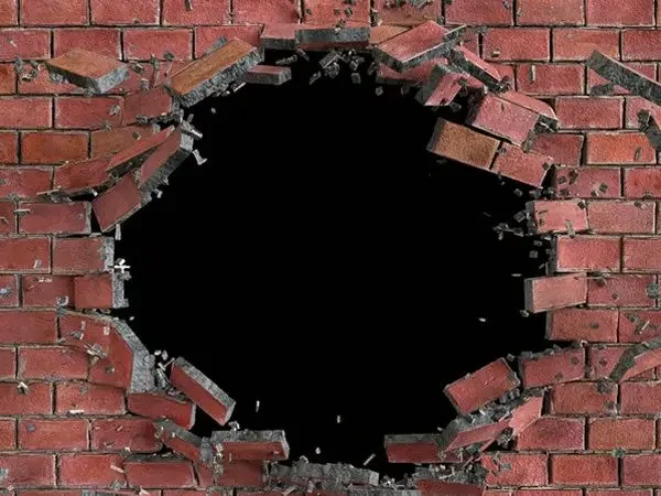 exploded brick wall vinyl wall graphic